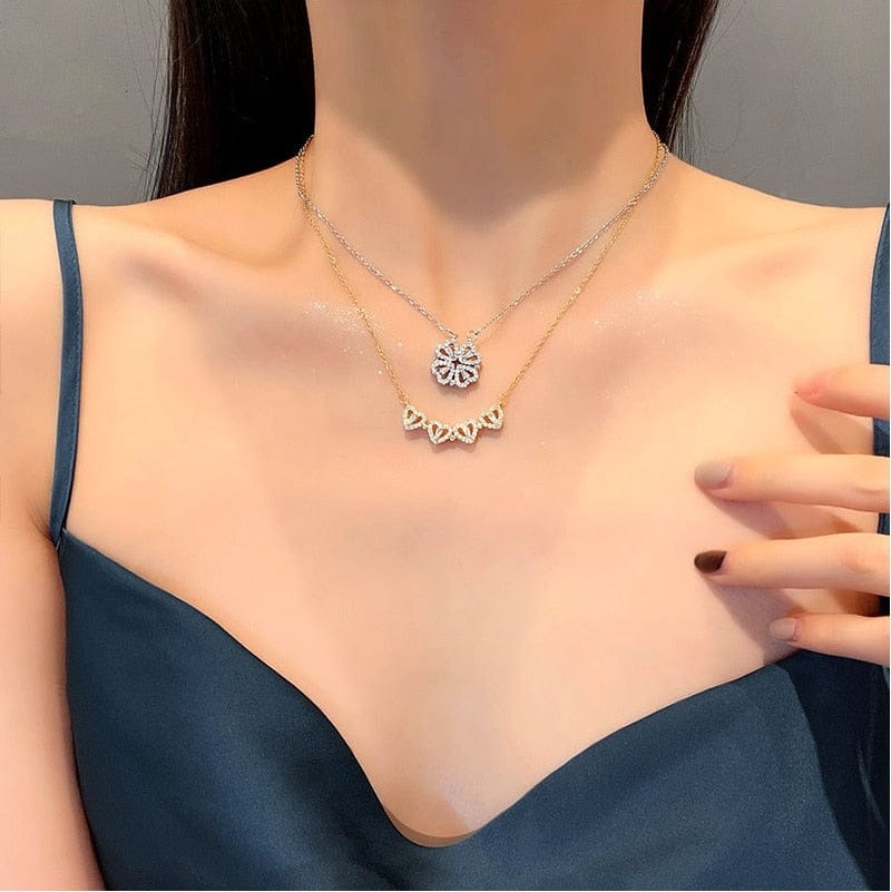 Heart and Clover Double Chain Pendant Necklace – KennethJayLane.com